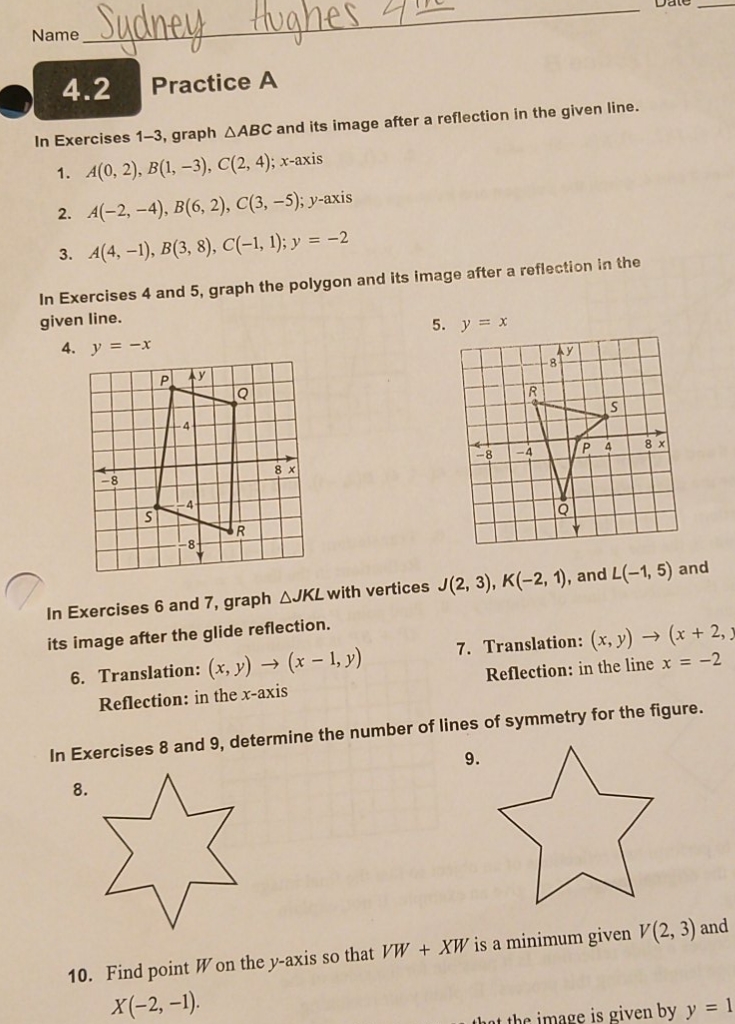please answer 1, 3, 5, 7, 9 Name Sydney Hughes