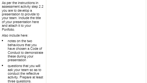 As per the instructions in assessment activity