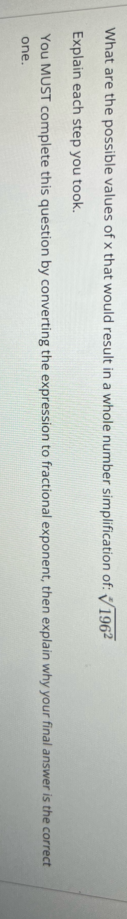 What are the possible values of x that would