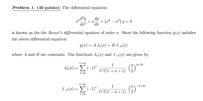 Problem 1. (40 points): The differential equation