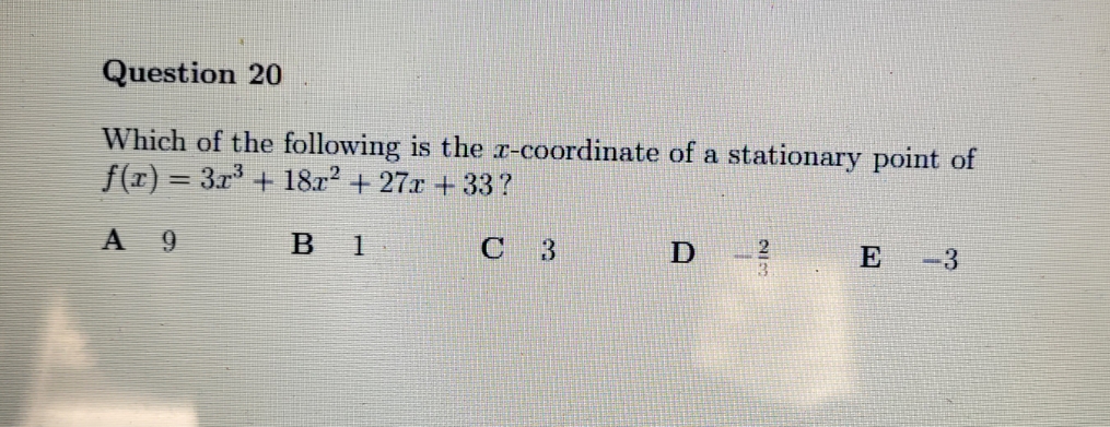 no extra detail Question 20 Which of the