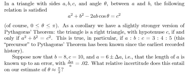 In a triangle with sides o,h, c, and angle 3,
