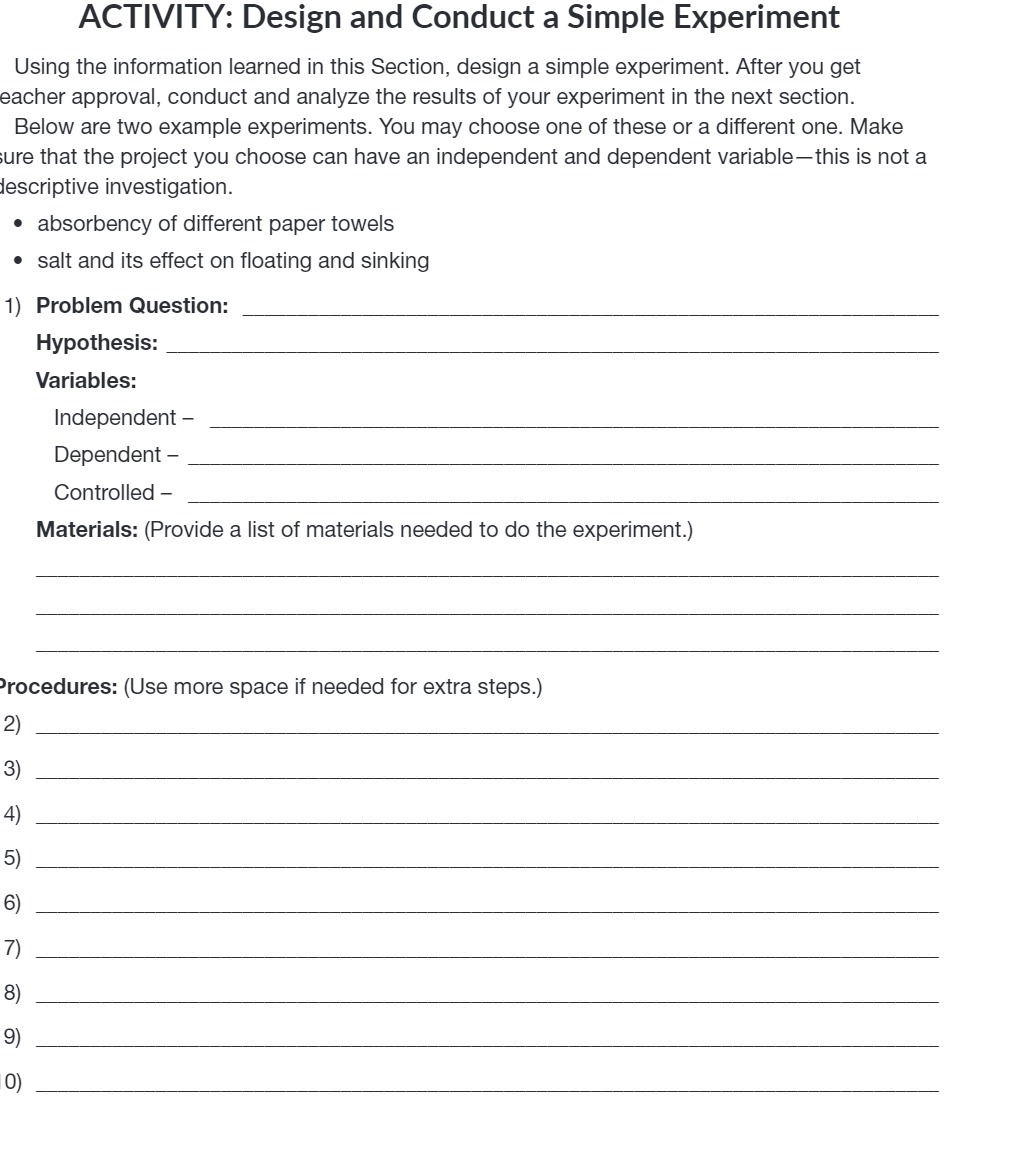 ACTIVITY: Design and Conduct a Simple Experiment