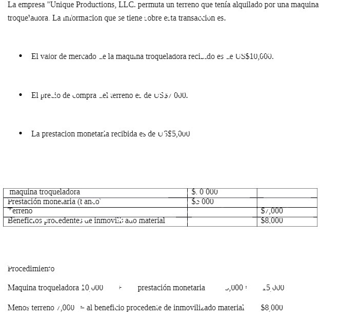 La empresa "Unique Productions, LLC. permuta un