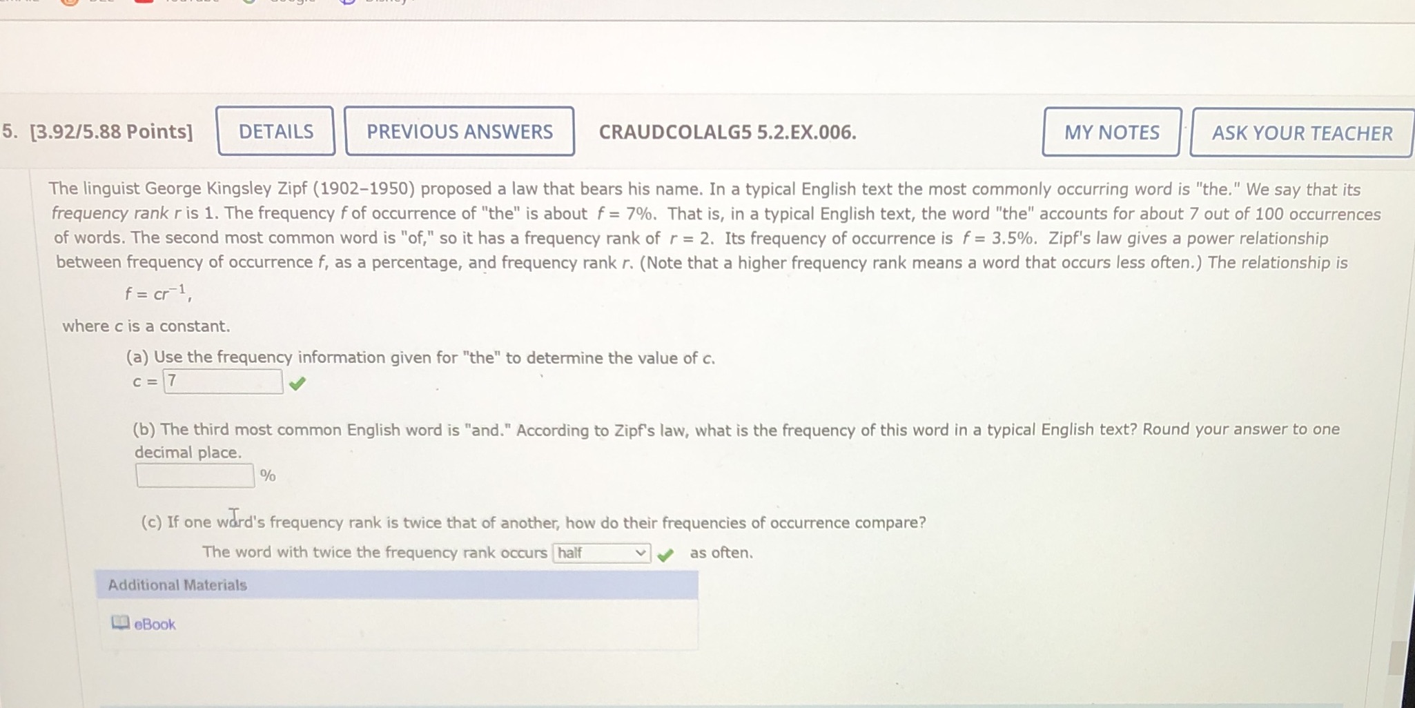 i Just Need part b 5. [3.92/5.88 Points] DETAILS