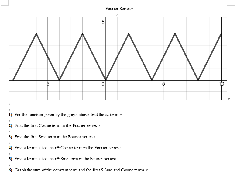 Fourier Series+ 5- -5 10 1) For the function