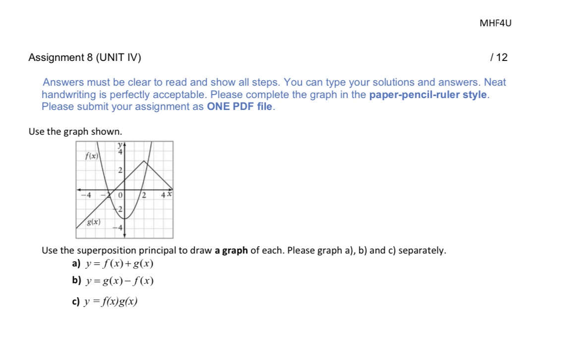 It's a graph not a sketch MHF4U Assignment 8