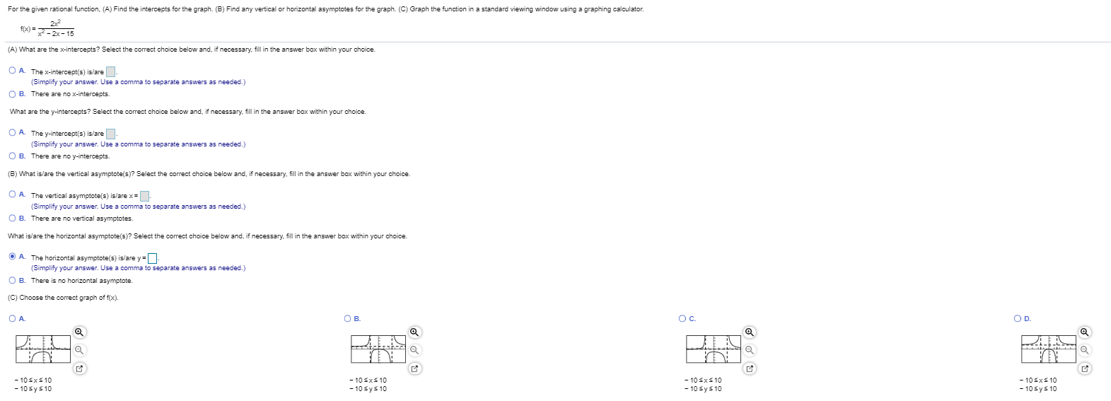 For the... For the given rational function, (A)