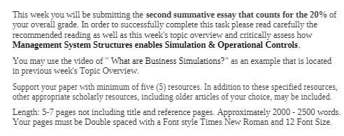 This week you will be submitting the second