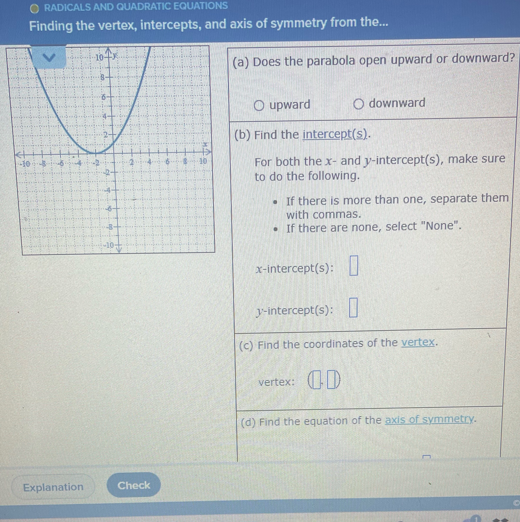 At the bottom of D it's says equation of axis of
