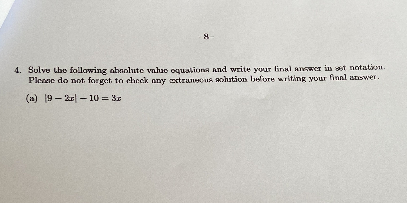 b) 1/2|7+5x|_x=5c) |3x+2|=|x-6|d) |x-1|+5=x^2+4x