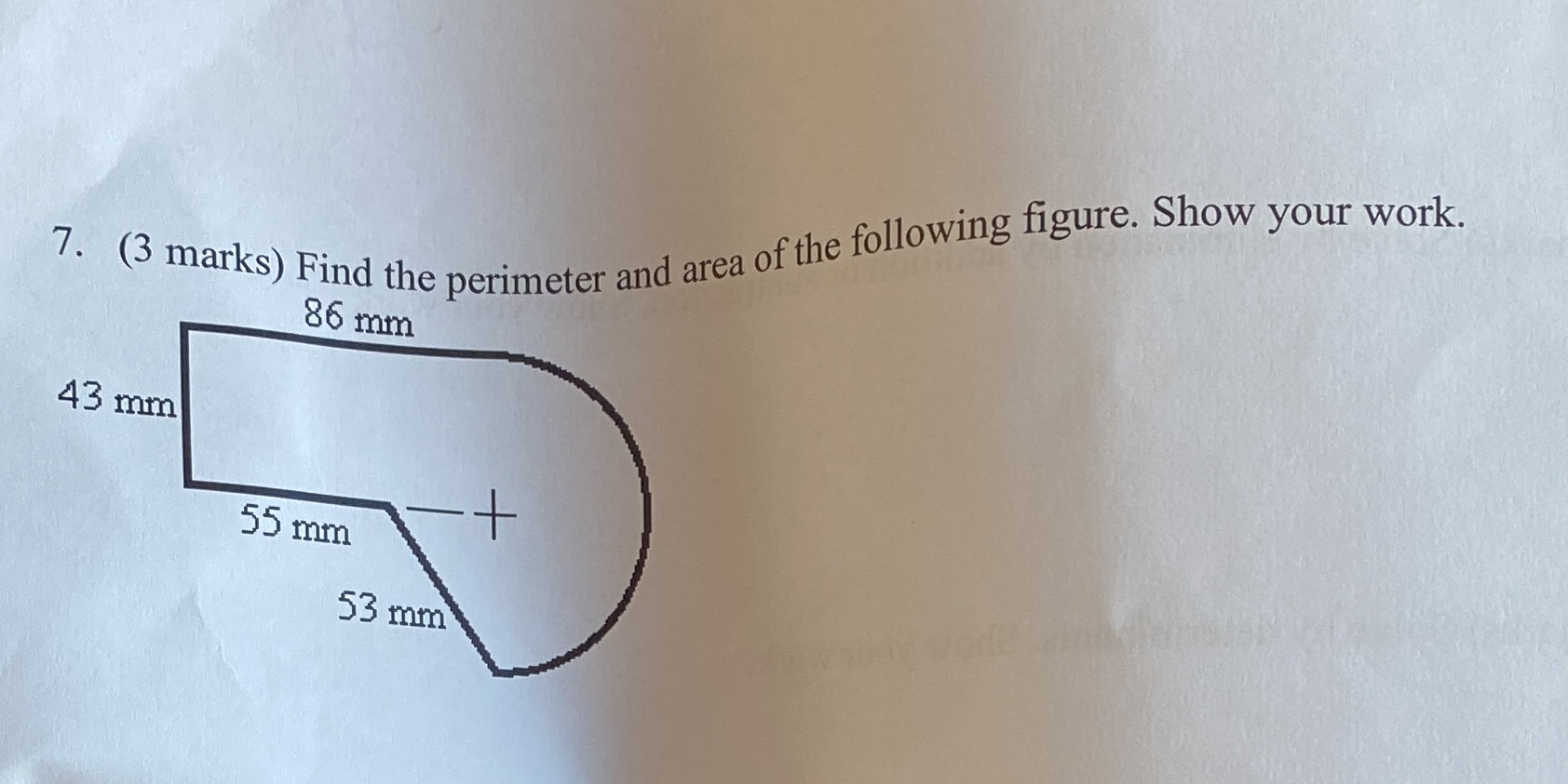 1. (5 marks) Find the perimeter and area of the