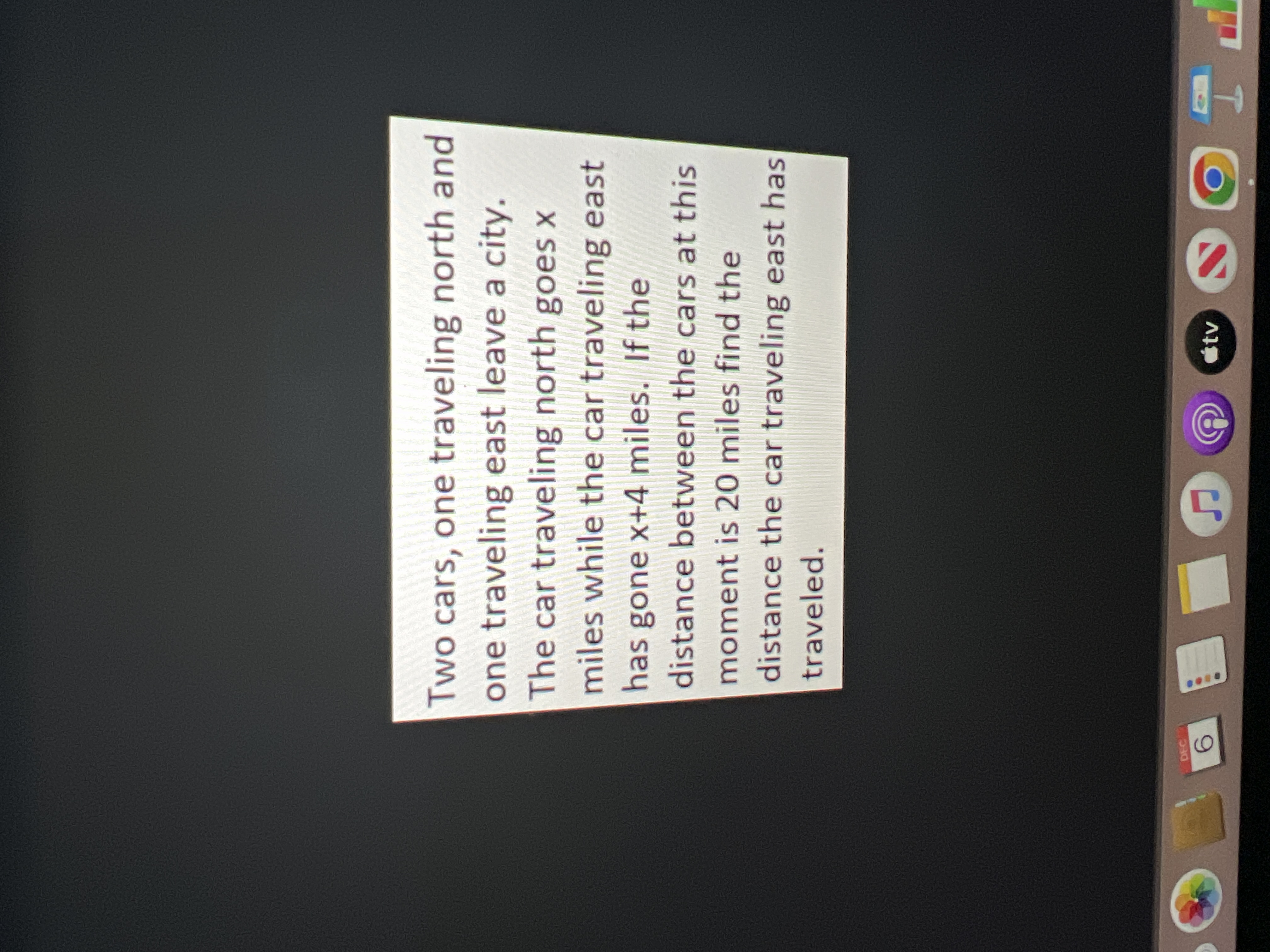 Two cars, one traveling north and one traveling