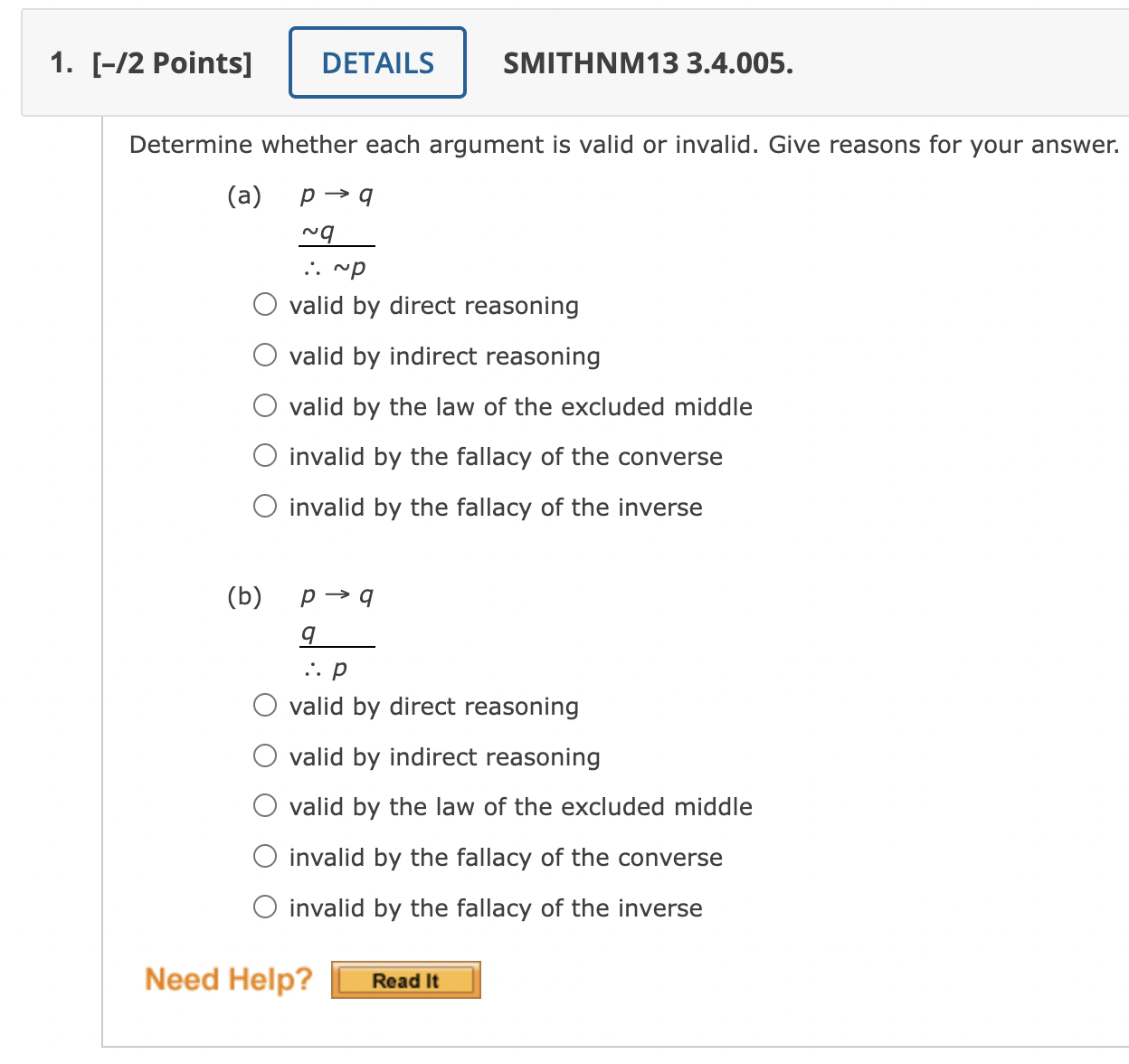 1. [-12 Points] DETAILS SMITHNM13 3.4.005.