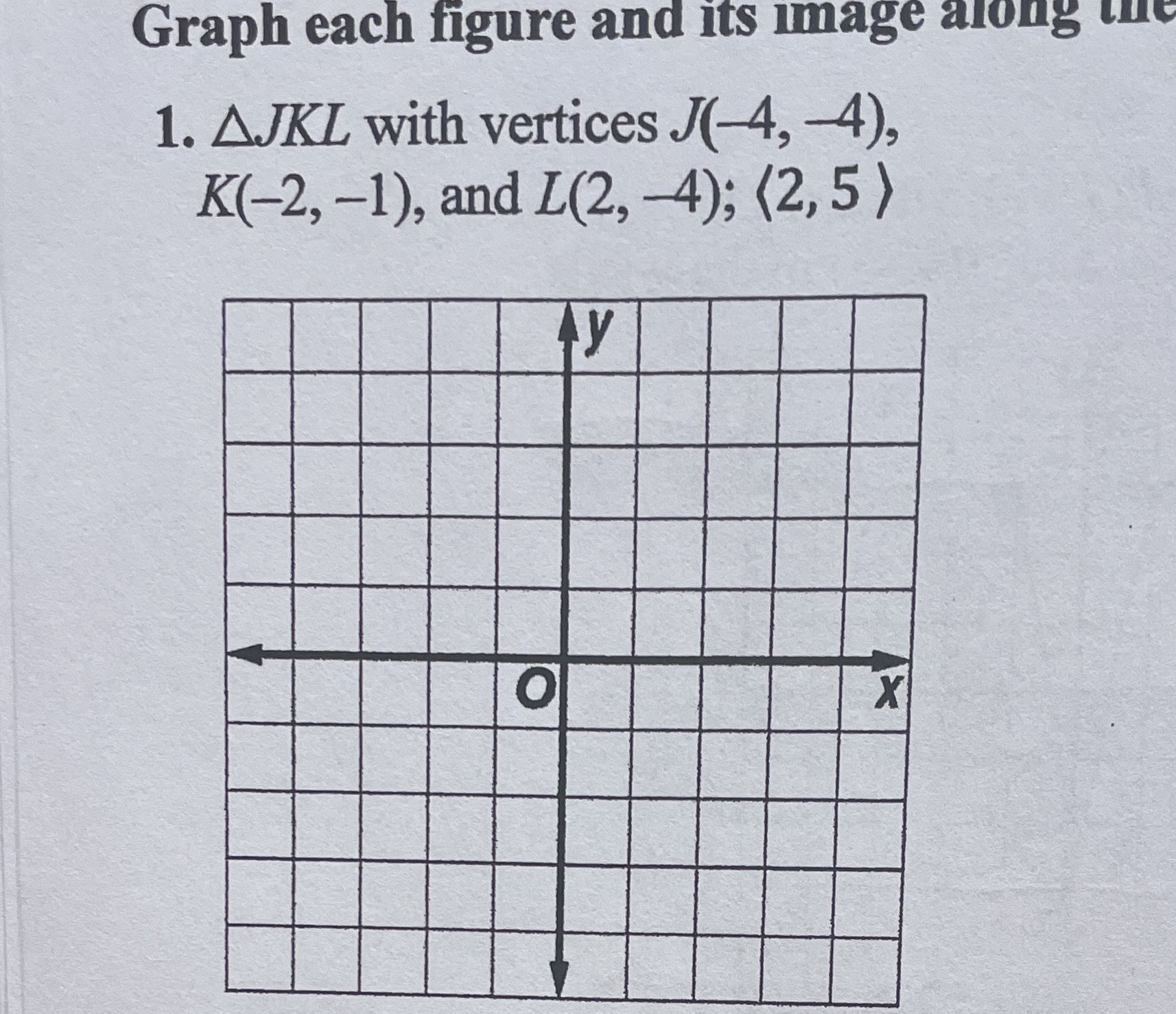 Graph each figure and its image along the 1. AJKL