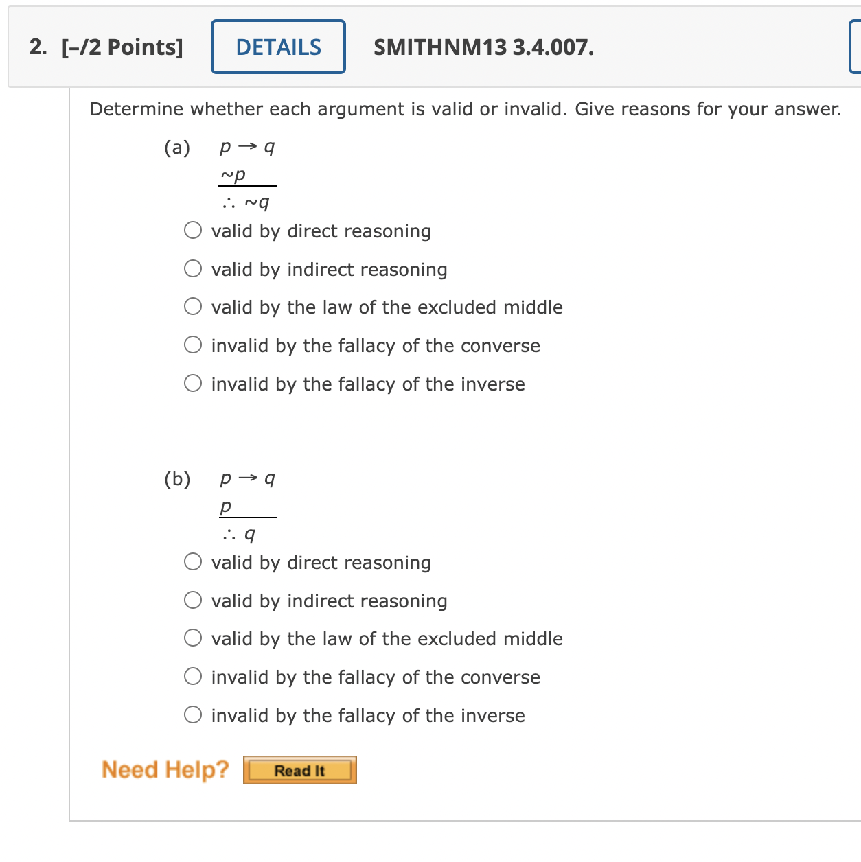 1. [-12 Points] DETAILS SMITHNM13 3.4.005.