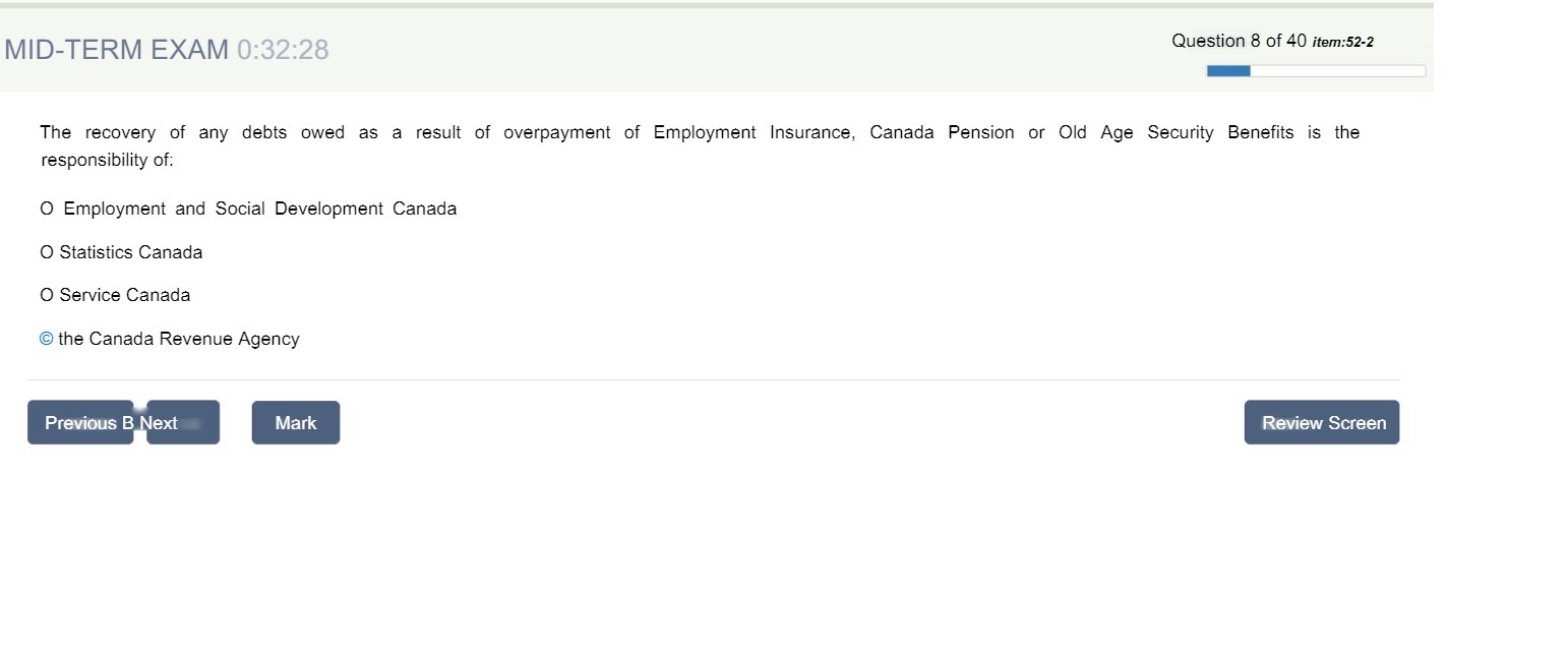 MID-TERM EXAM 0:32:28 Question 8 of 40 item:52-2