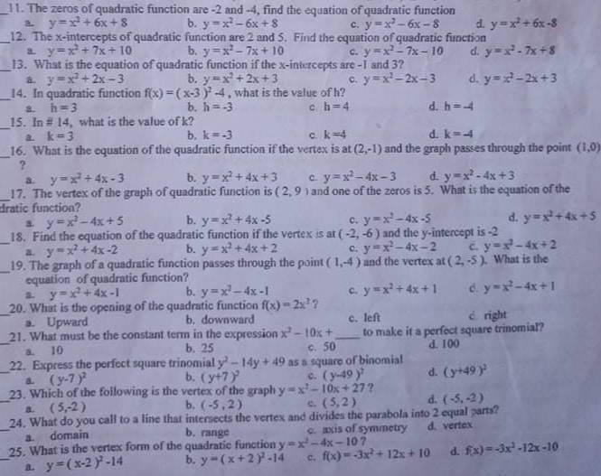 Kindly show your solutions. Other items are