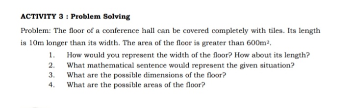 Lesson 3. Solving Problems Involving Quadratic