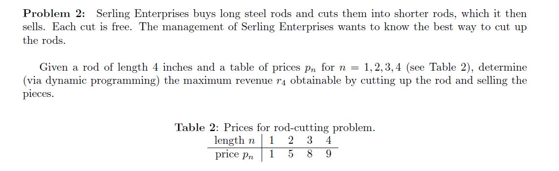 Serling Enterprises buys long steel rods and cuts