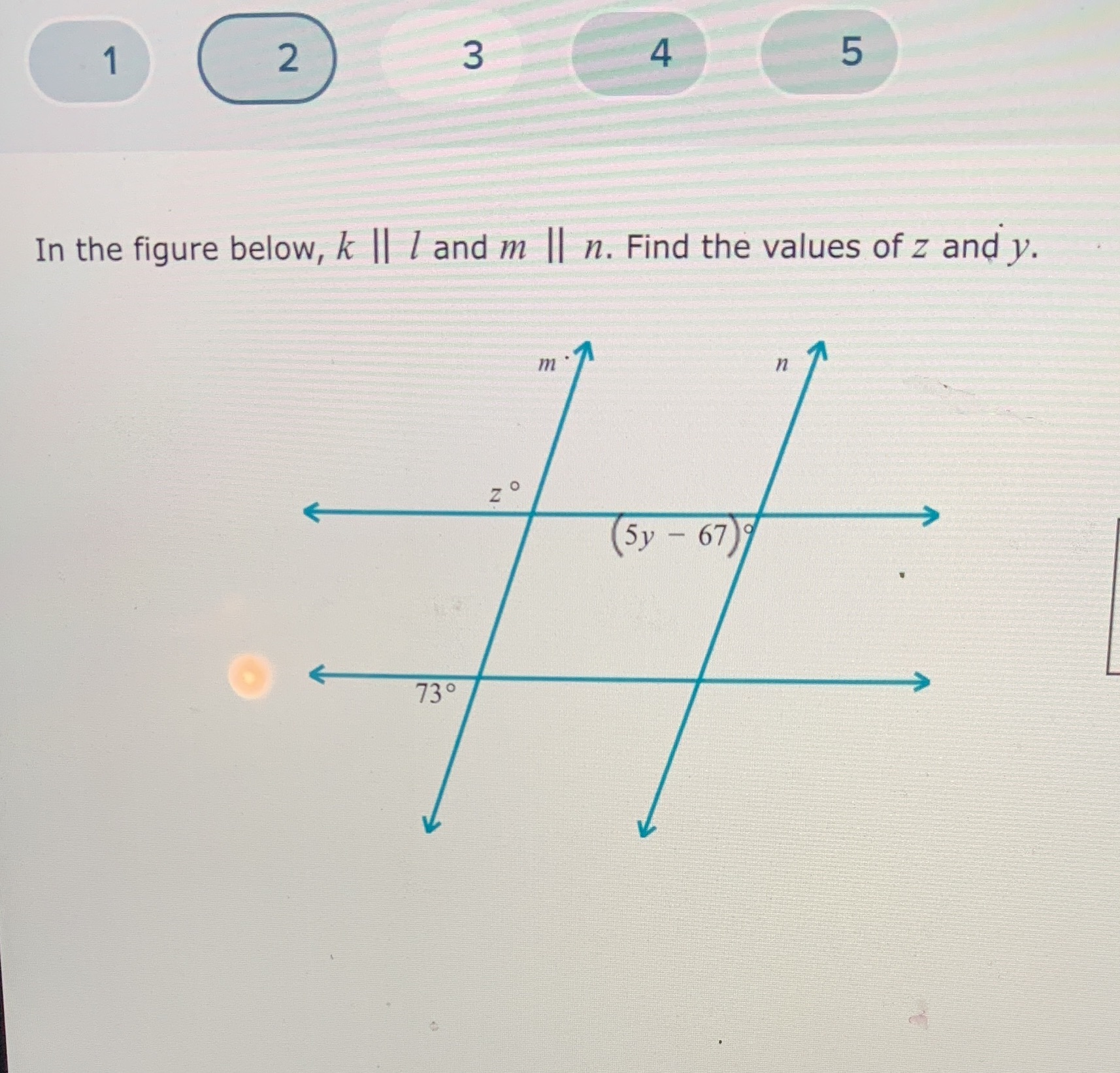2 3 4 5 In the figure below, k || / and m | | n.