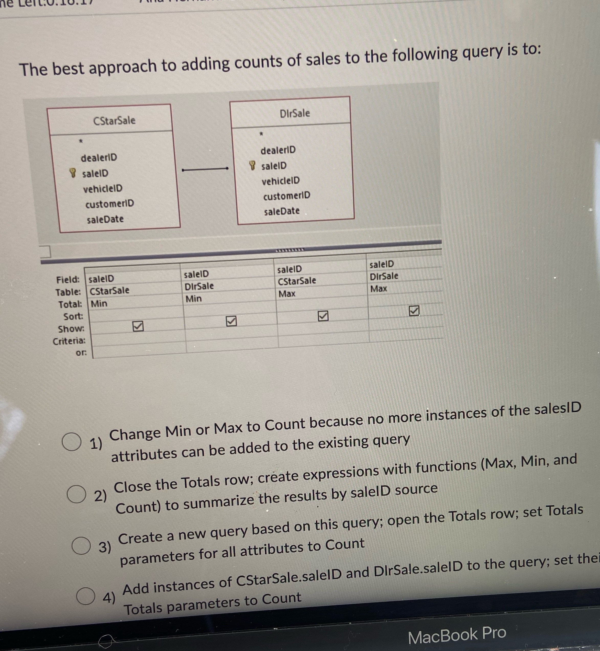 The best approach to adding counts of sales to