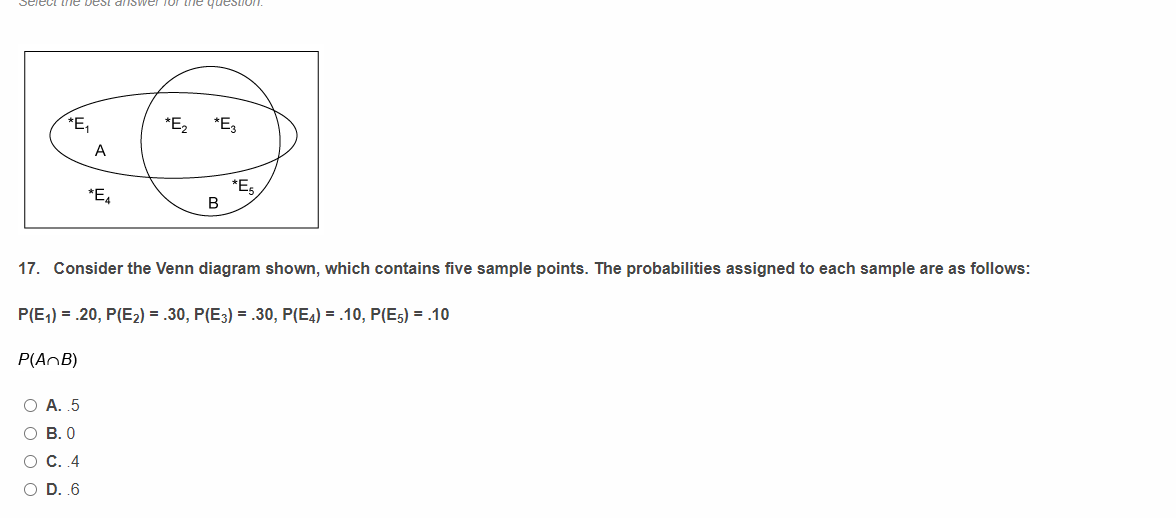 *E1 * E, * Es A * EA * Es B 17. Consider the Venn