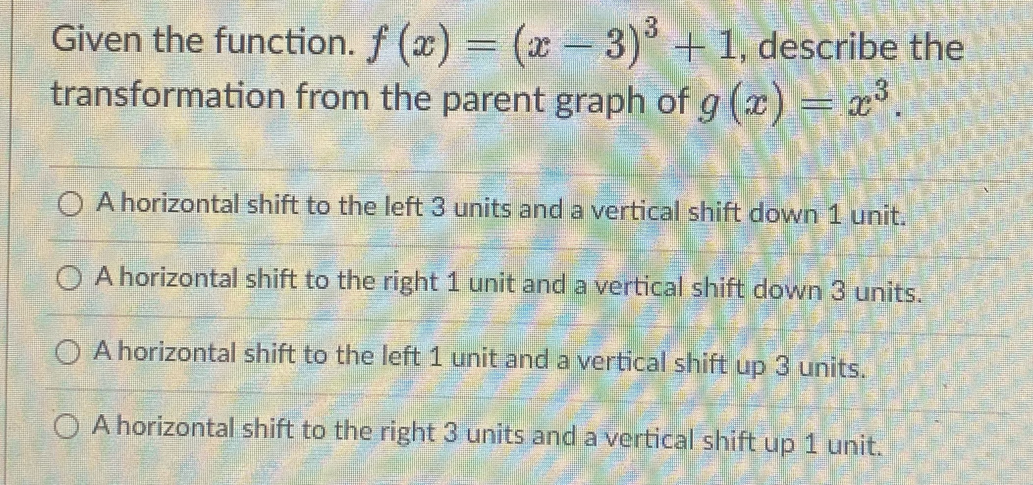 Given the function. / (@ ) = 3 C - 3 -- 1.