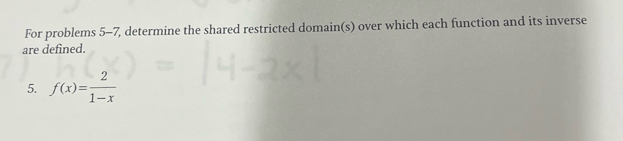 For problems 5-7, determine the shared restricted