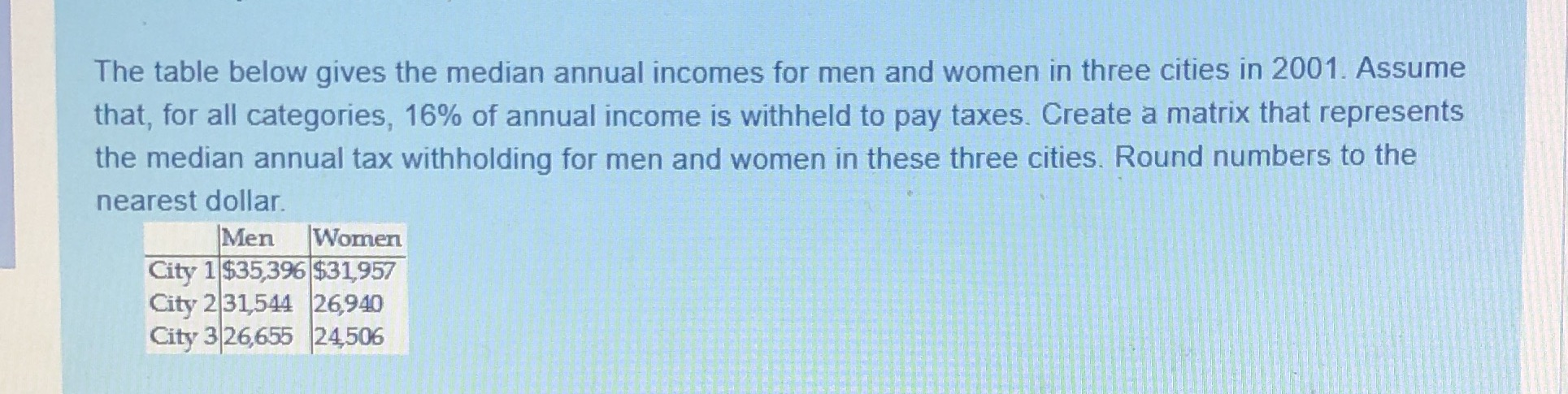 Solve this problem The table below gives the