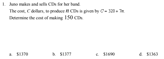 1. Juno makes and sells CDs for her band. The