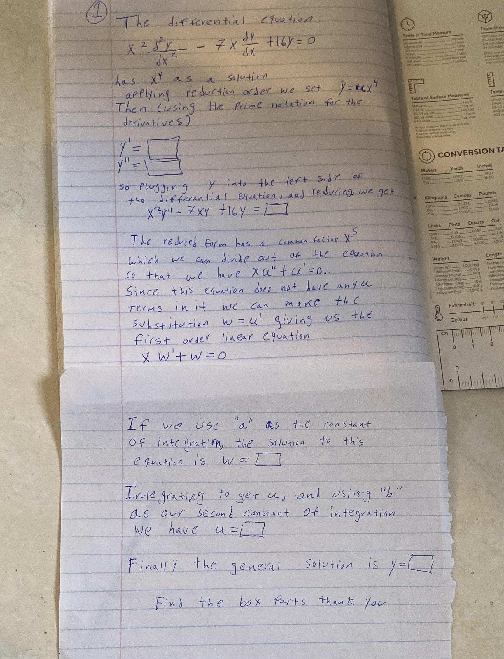 Please solve with steps provided The differential