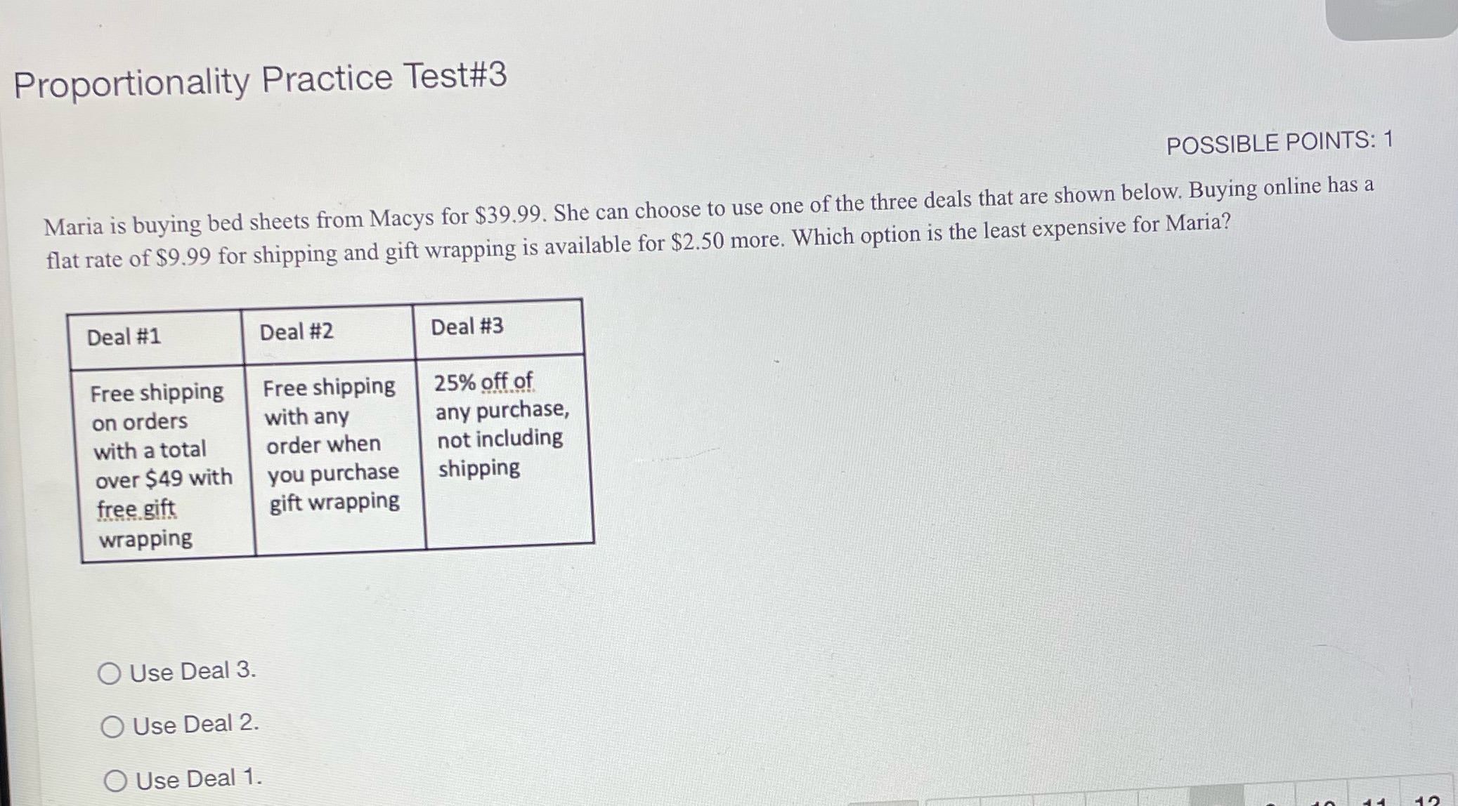 Proportionality Practice Test#3 POSSIBLE POINTS:
