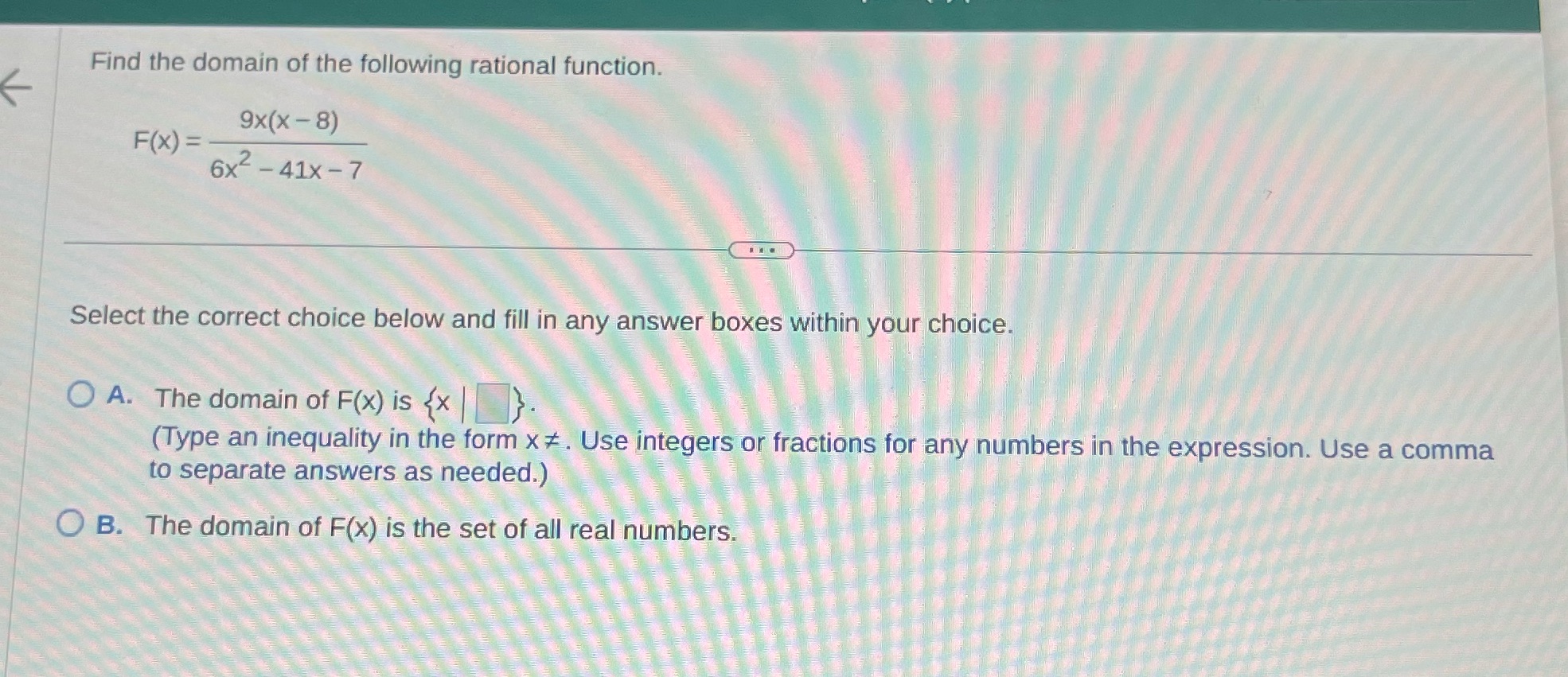 Find the domain of the following rational