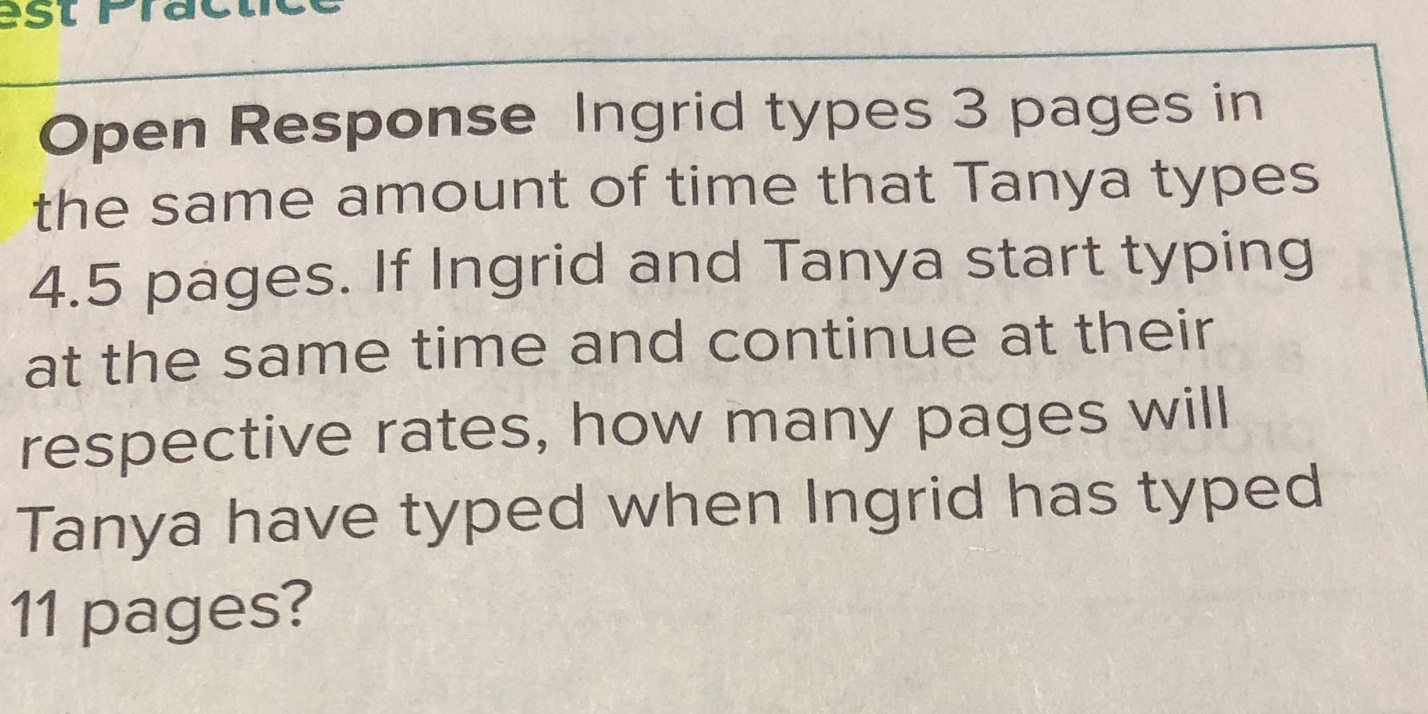 Ingrid types 3 pages in the same amount of time