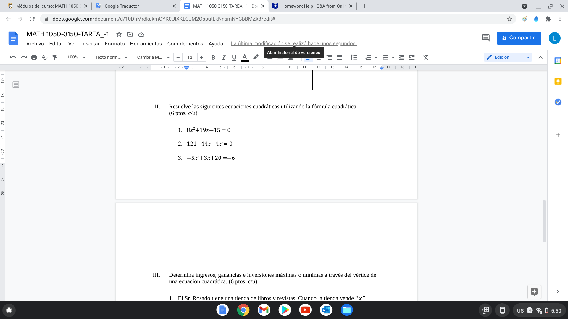 Resuelve las siguientes ecuaciones cuadrticas