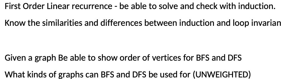 First Order Linear recurrence - be able to solve