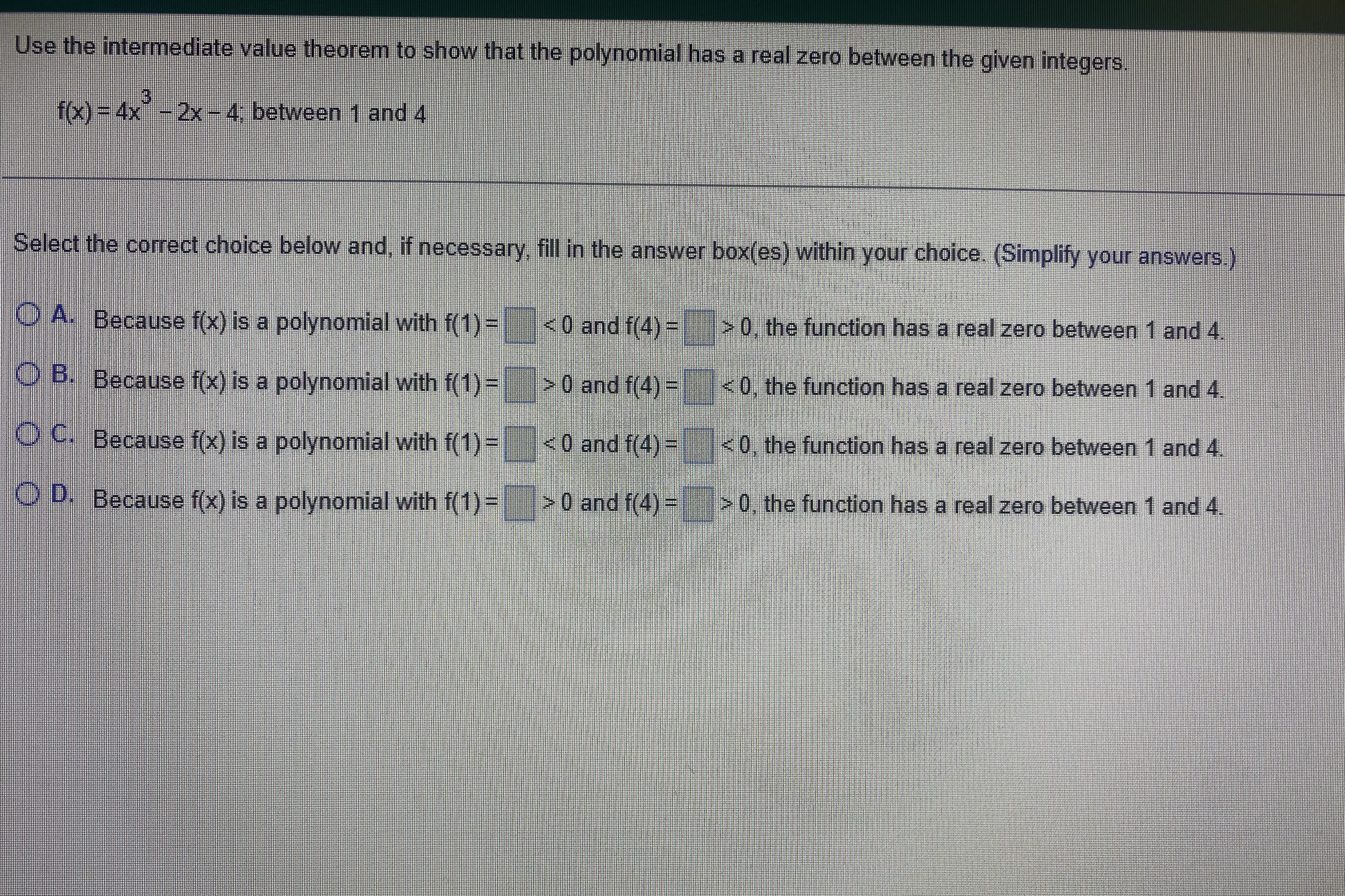 Use the intermediate value theorem to show that