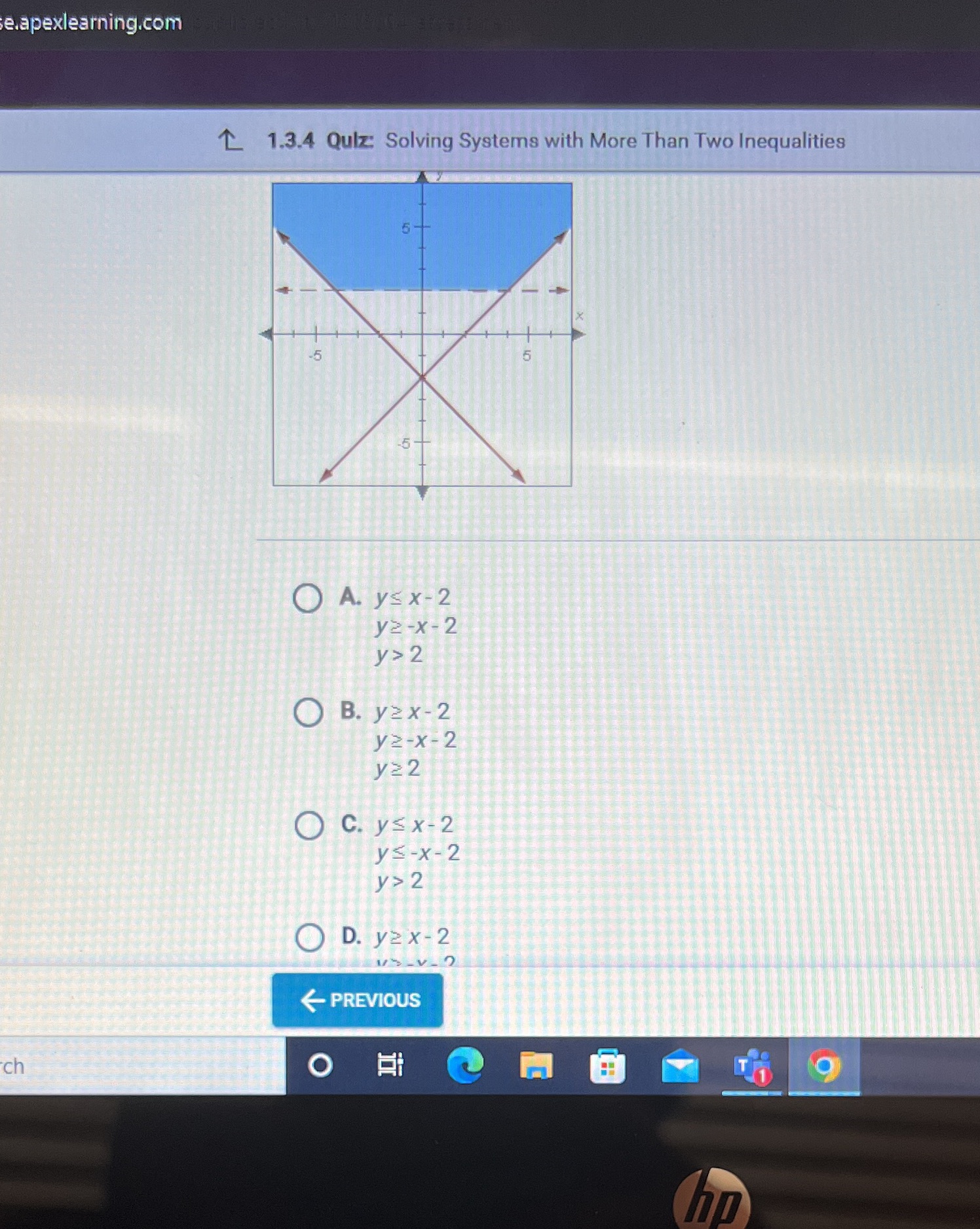 e.apexlearning.com 1.3.4 Quiz: Solving Systems