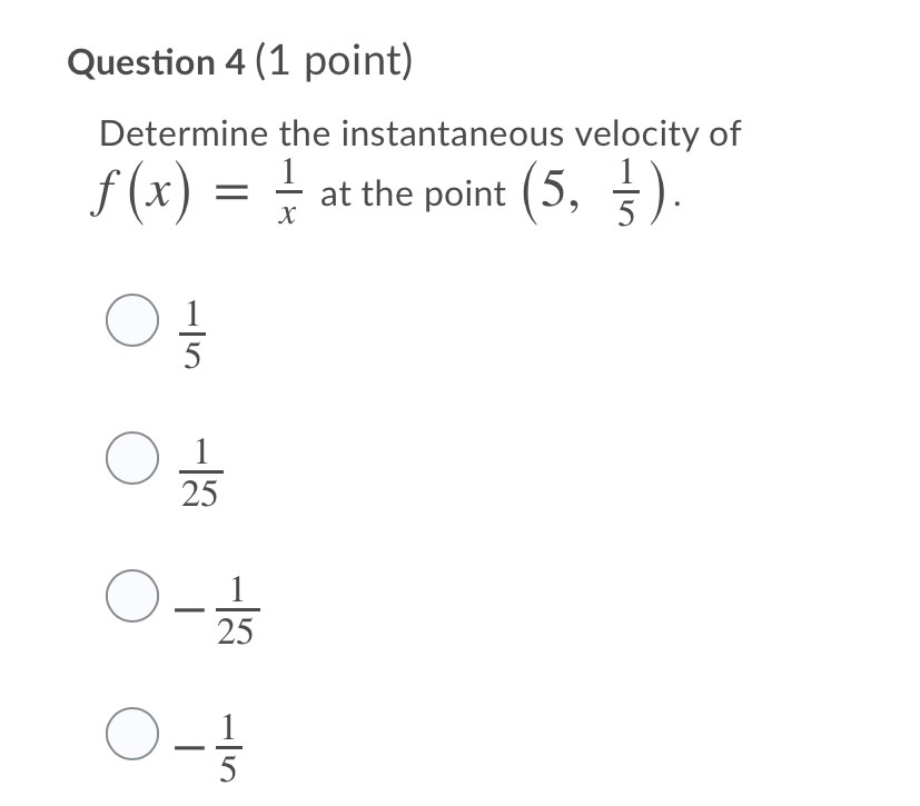\fQuestion 5 (1 point) Which of the following