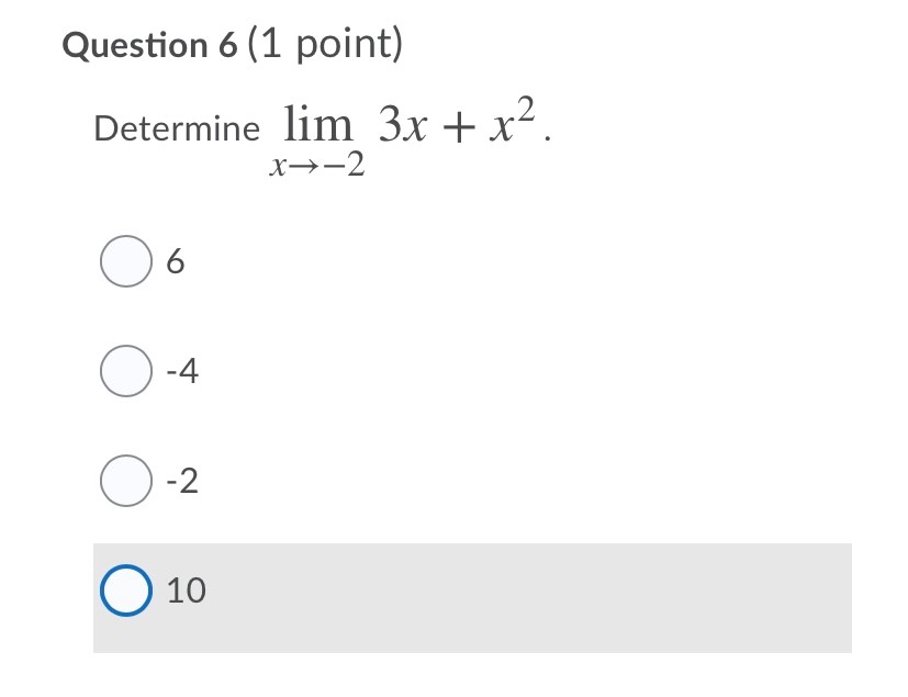 \fQuestion 5 (1 point) Which of the following