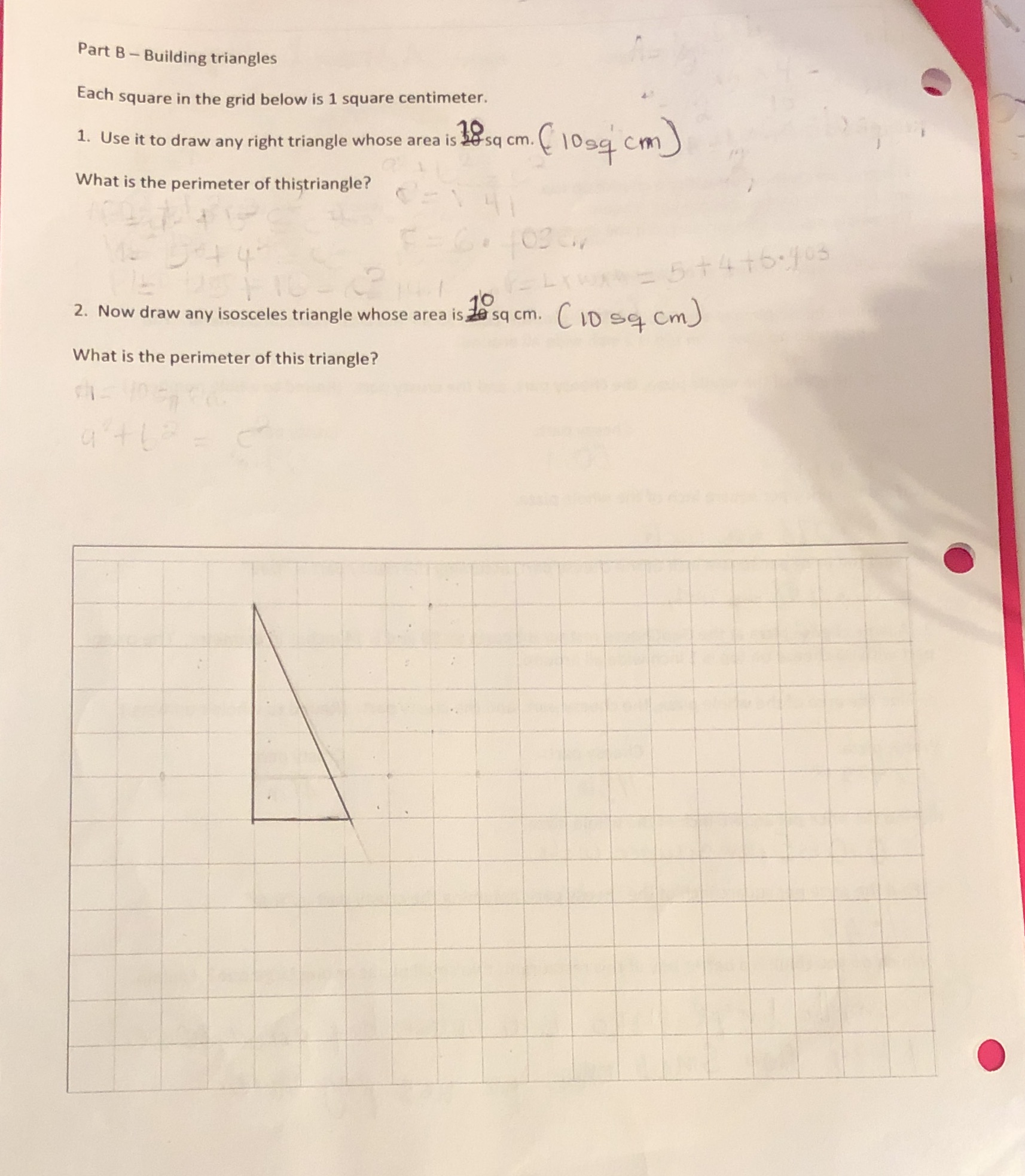 Part B - Building triangles Each square in the