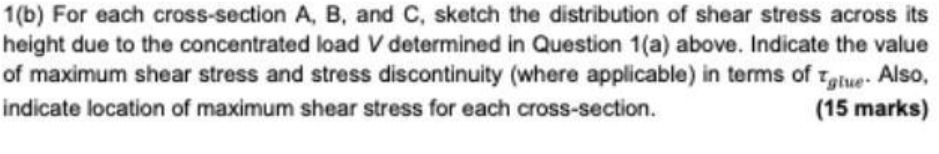 1(b) For each cross-section A, B, and C, sketch