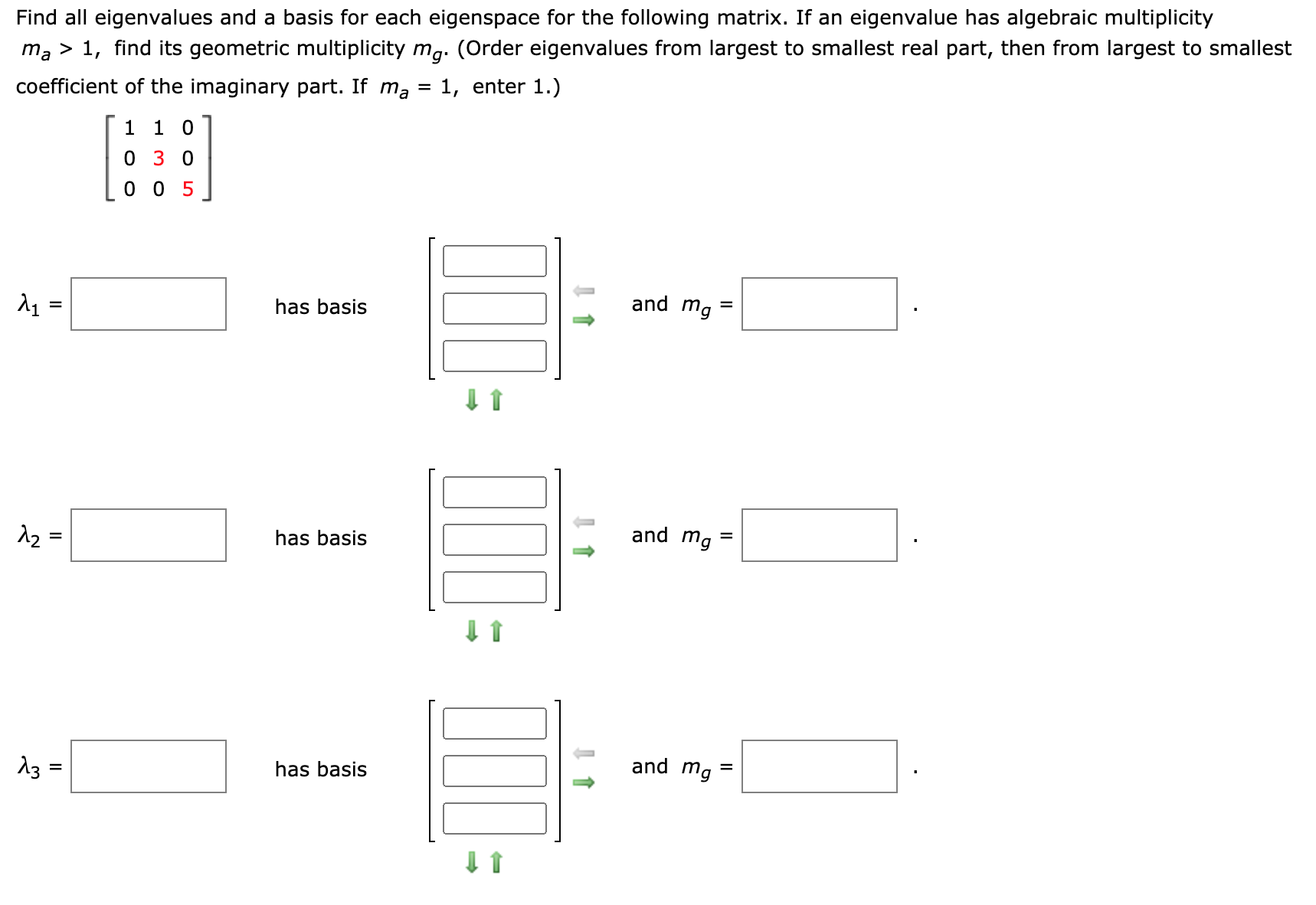 Solve problem, thank you. Find all eigenvalues