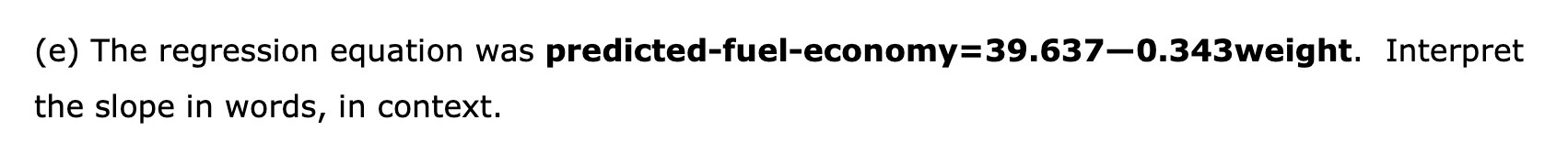 (e) The regression equation was