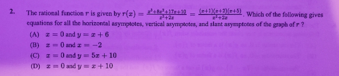 2. The rational function r is given by r(x) = 2