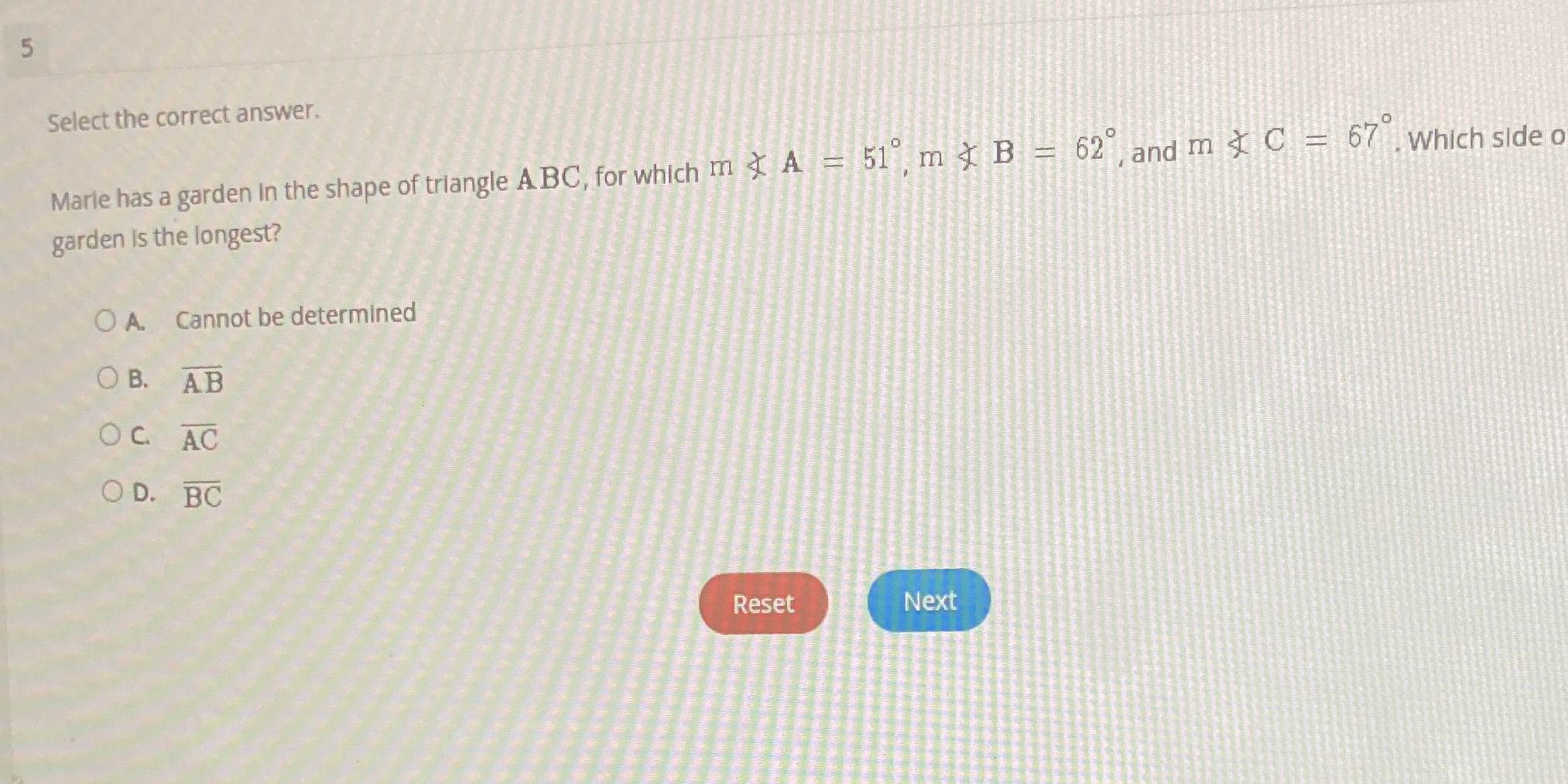 5 Select the correct answer. Marie has a garden