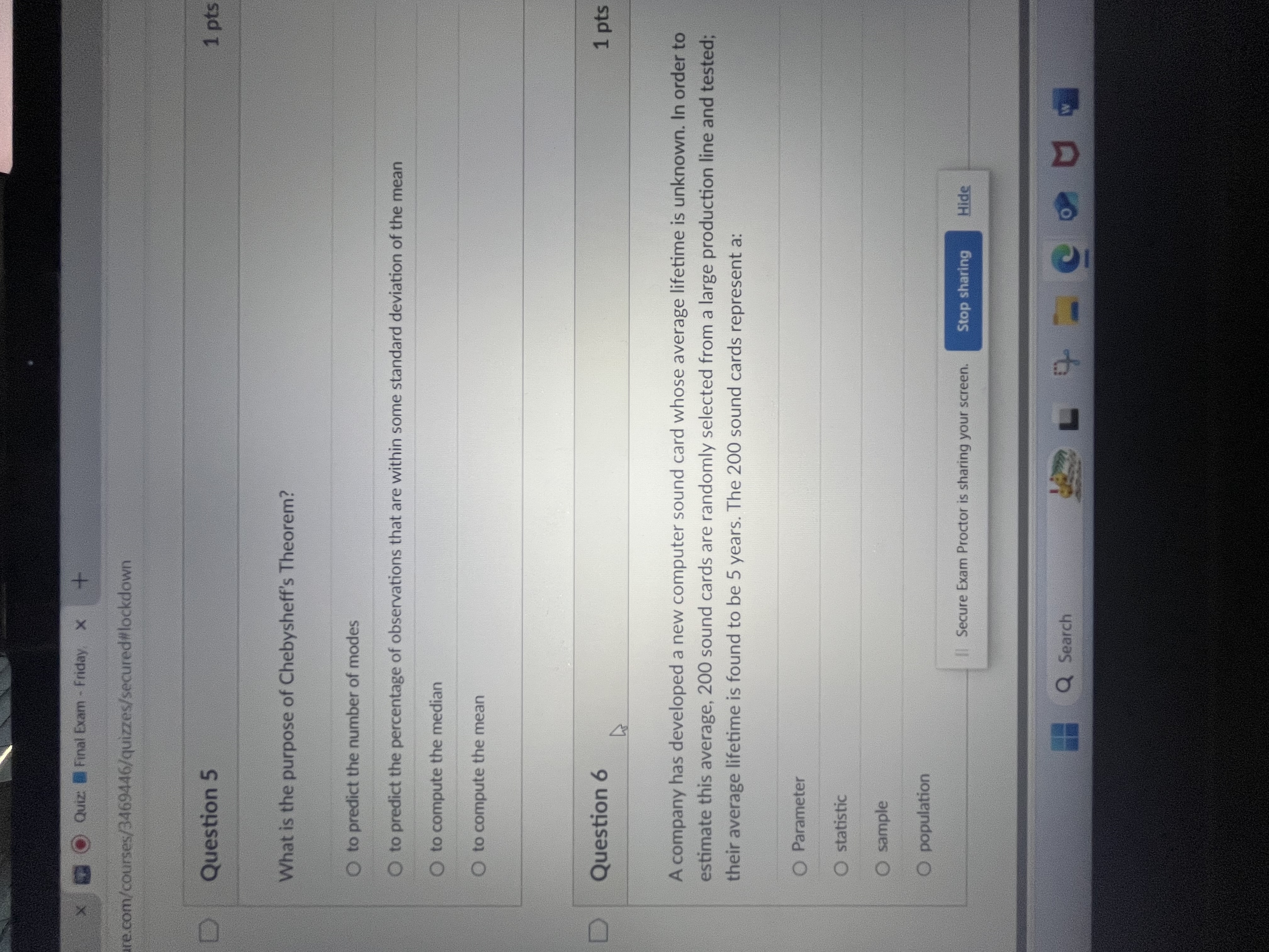 21473 x Quiz Final Exam - Friday X