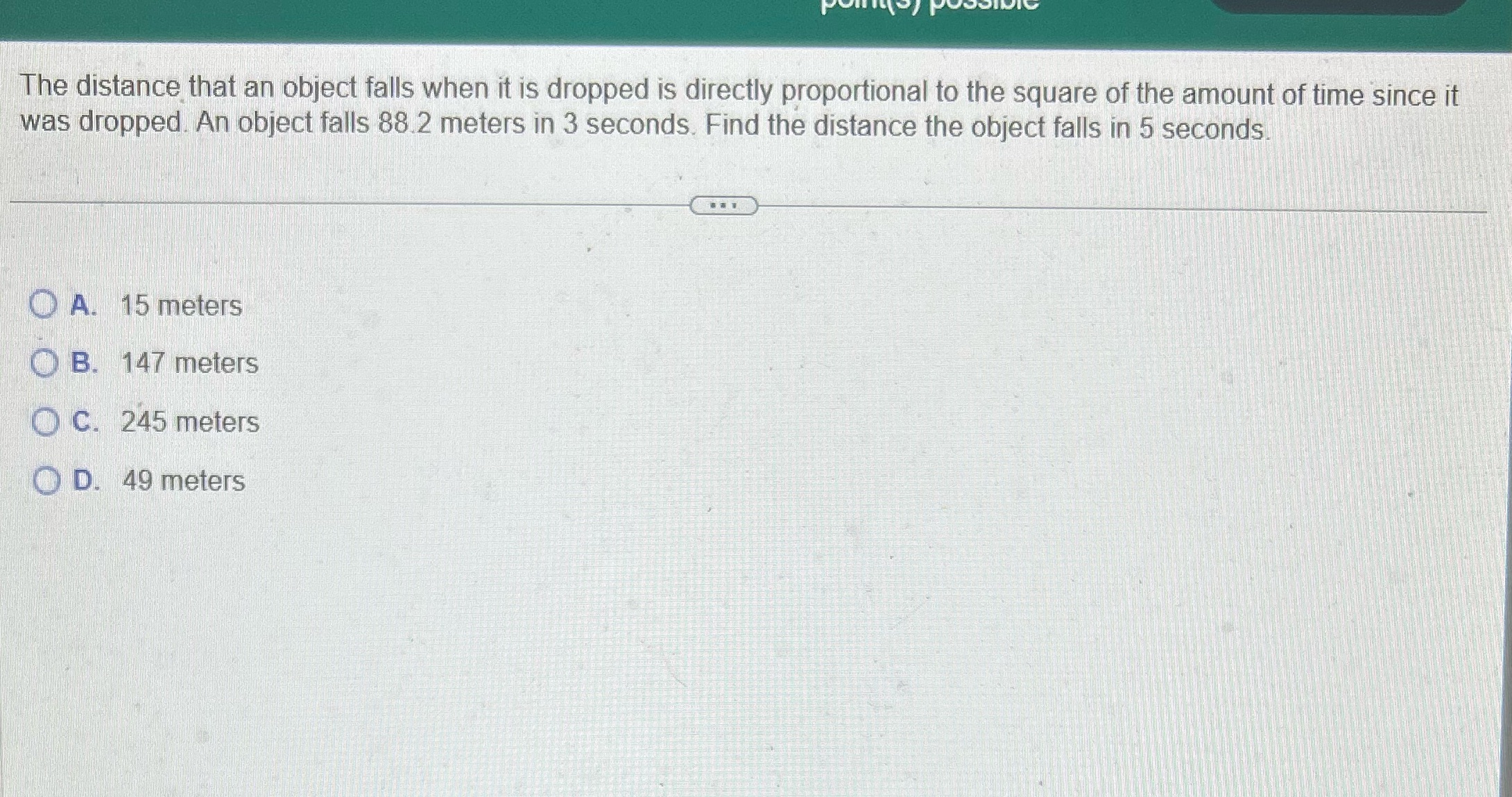 The distance that an object falls when it is
