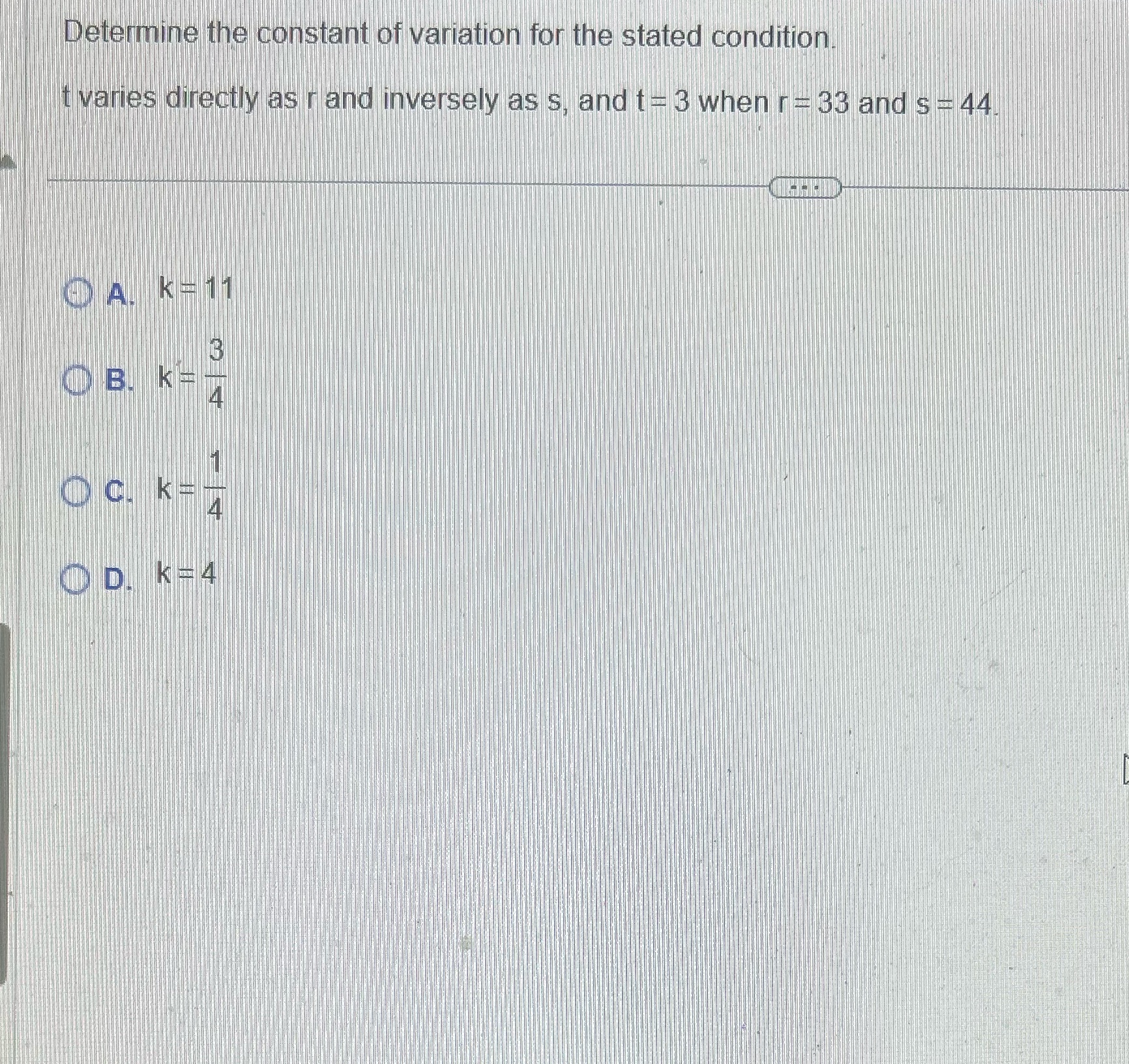 Determine the constant of variation for the